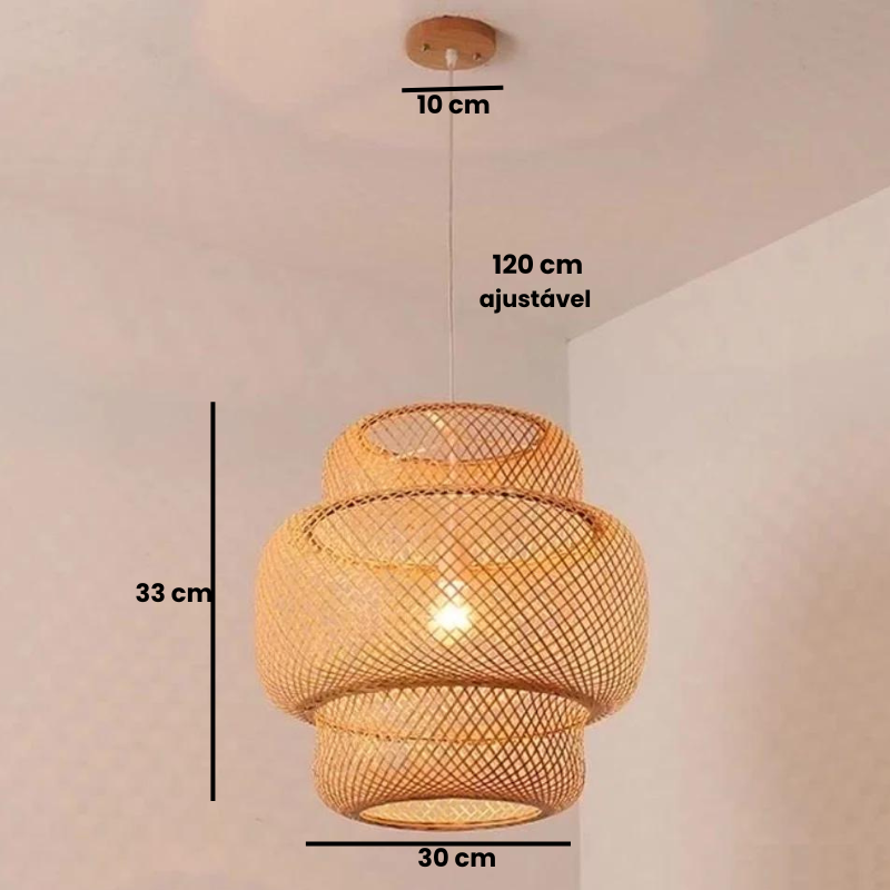Pendente Sala Jantar Vime Natural Vine Fibras Naturais