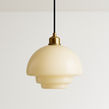 Pendente de Vidro Leitoso Dourado LED Design Clássico