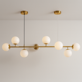 Pendente Linear 120cm Dourado 6 Globos Moderno