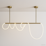 Pendente Linear Dourado Orgânico LED Integrado Design