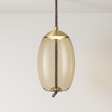 Pendente Âmbar Vidro Corda LED Integrado Design