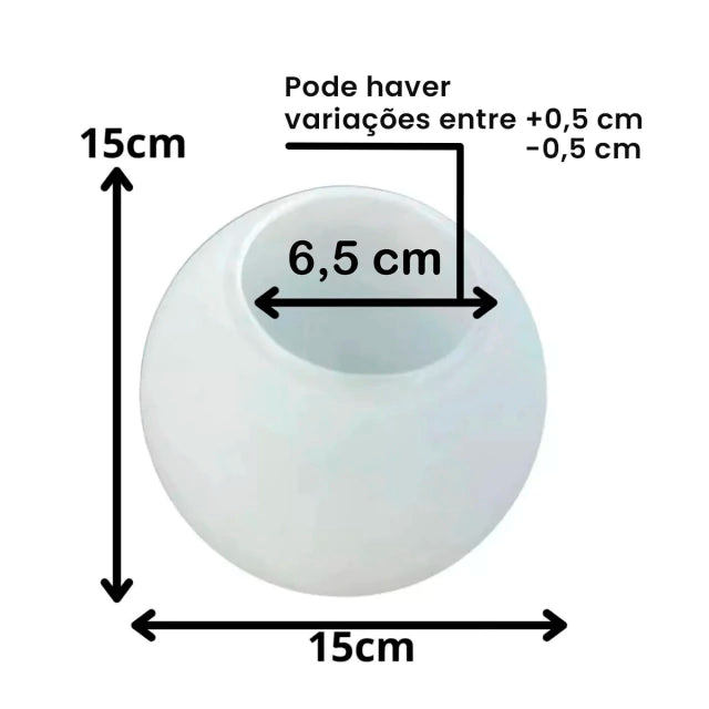 Globo Esfera Bola 10, 12, 14 e 15 cm Diametro Vidro Fosco Sem Colar