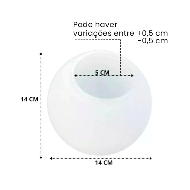 Globo Esfera Bola 10, 12, 14 e 15 cm Diametro Vidro Fosco Sem Colar