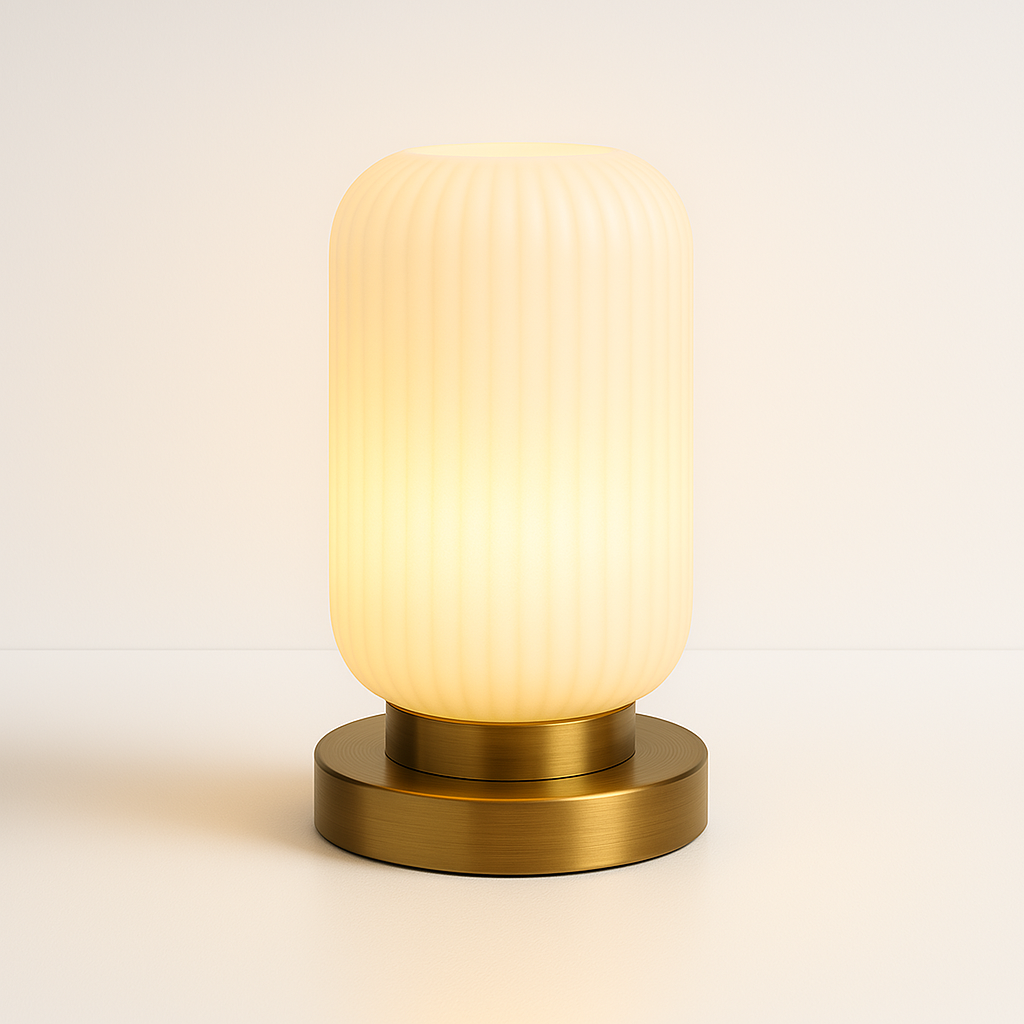 Abajur Art Déco Vidro Canelado Latão Elegância Vintage - homedecor