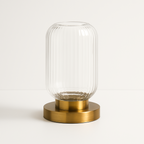 Abajur Art Déco Vidro Canelado Latão Elegância Vintage - homedecor