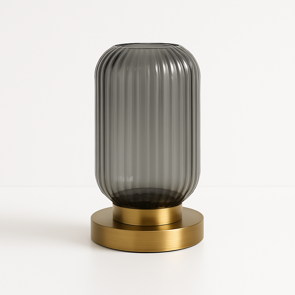 Abajur Art Déco Vidro Canelado Latão Elegância Vintage - homedecor