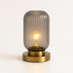 Abajur Art Déco Vidro Canelado Latão Elegância Vintage - homedecor