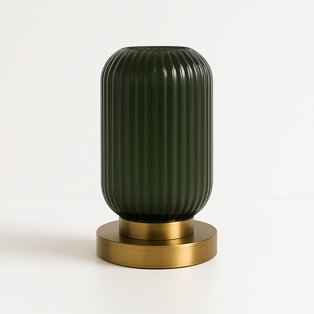 Abajur Art Déco Vidro Canelado Latão Elegância Vintage - homedecor