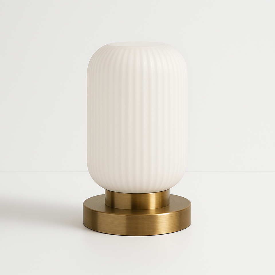Abajur Art Déco Vidro Canelado Latão Elegância Vintage - homedecor