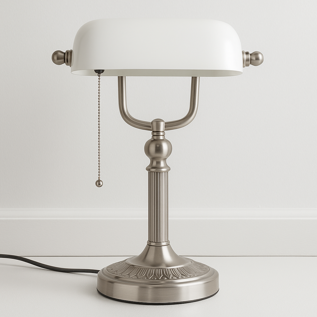 Abajur Clássico Banker Vidro Verde Metal Vintage - homedecor