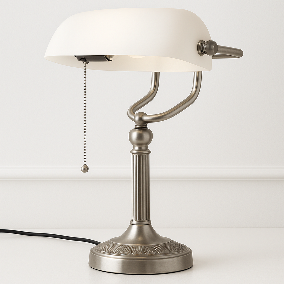 Abajur Clássico Banker Vidro Verde Metal Vintage - homedecor