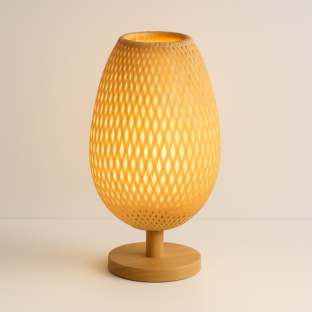 Abajur de Fibra Natural Madeira Orgânico Contemporâneo - homedecor
