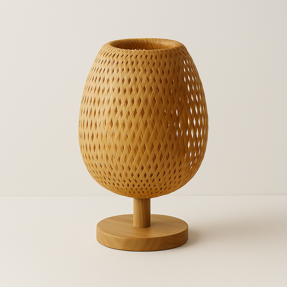 Abajur de Fibra Natural Madeira Orgânico Contemporâneo - homedecor