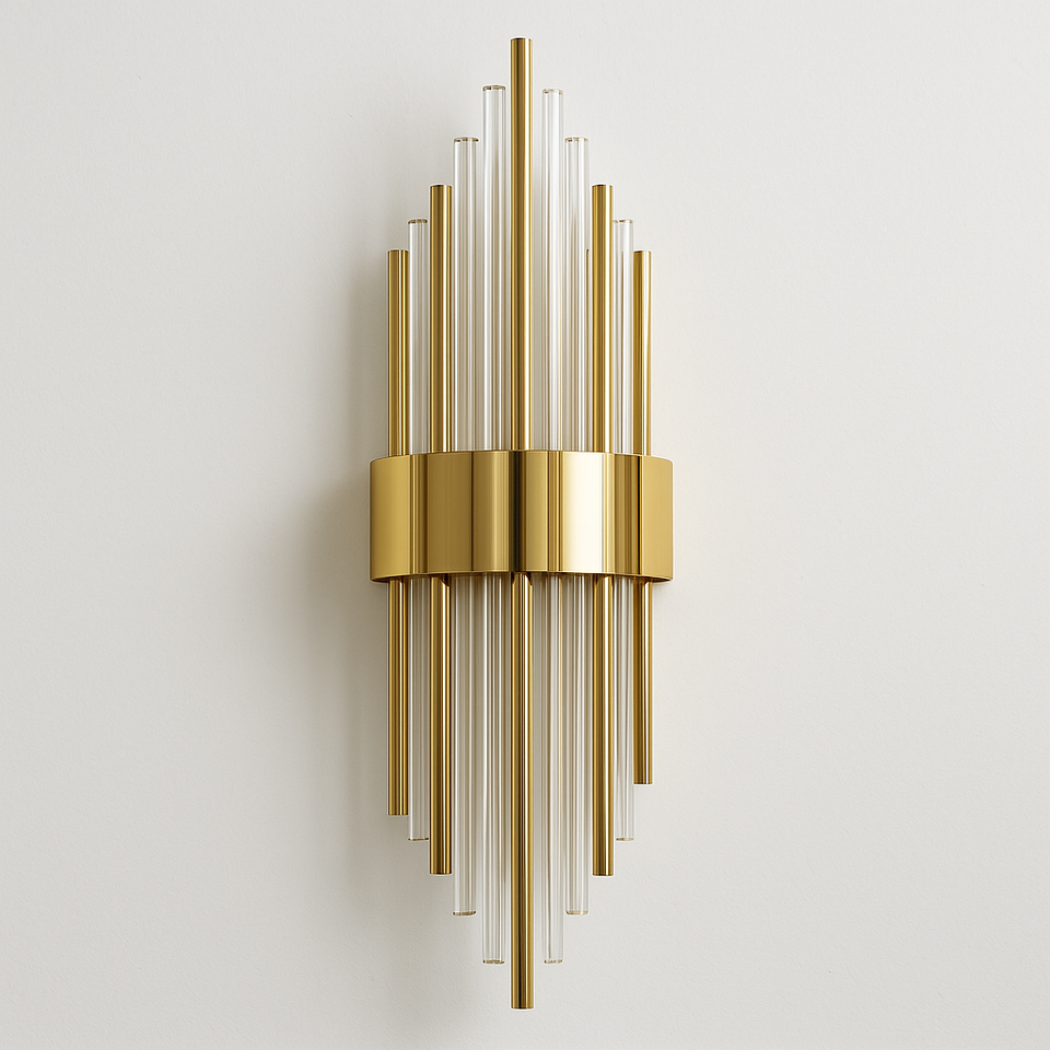 Arandela Art Déco Cristal Metal Dourado Elegância - homedecor