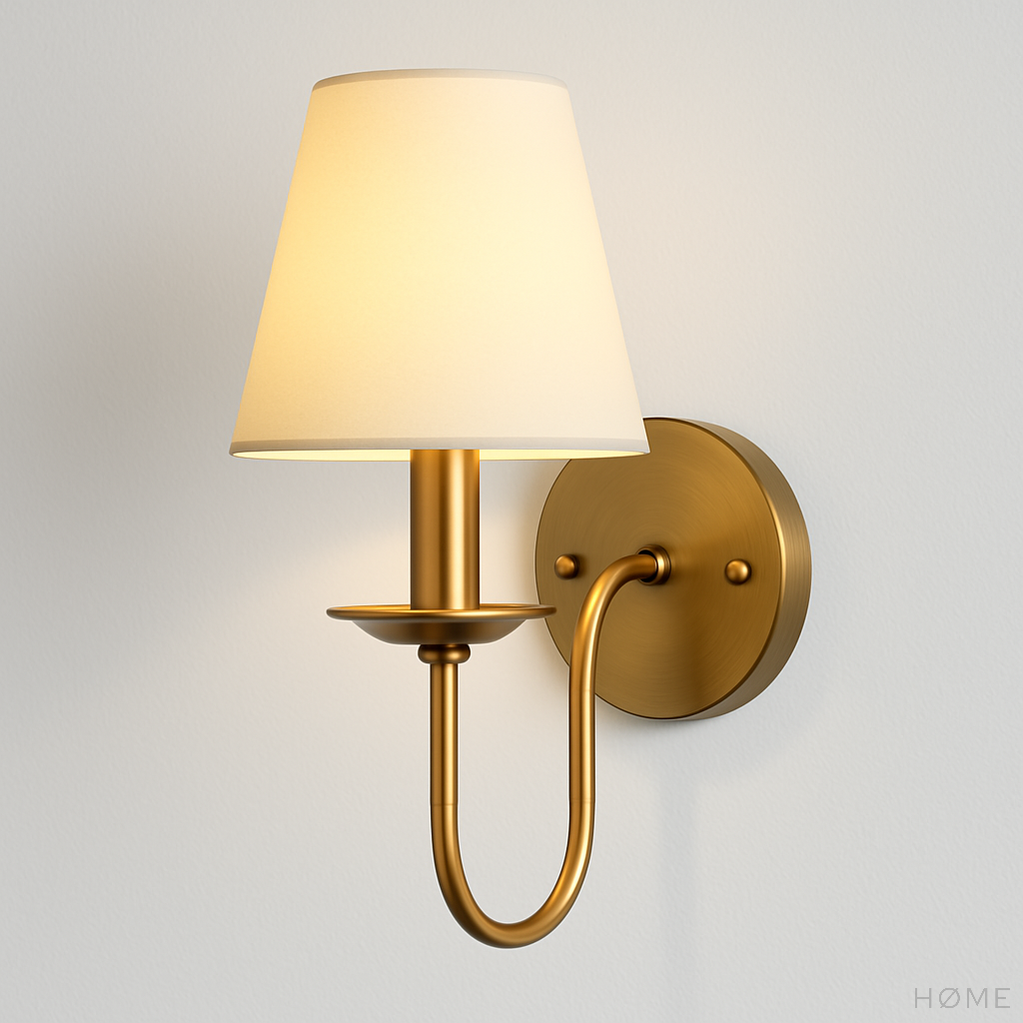 Arandela Dourada Castiçal Tecido Bege Elegância - homedecor