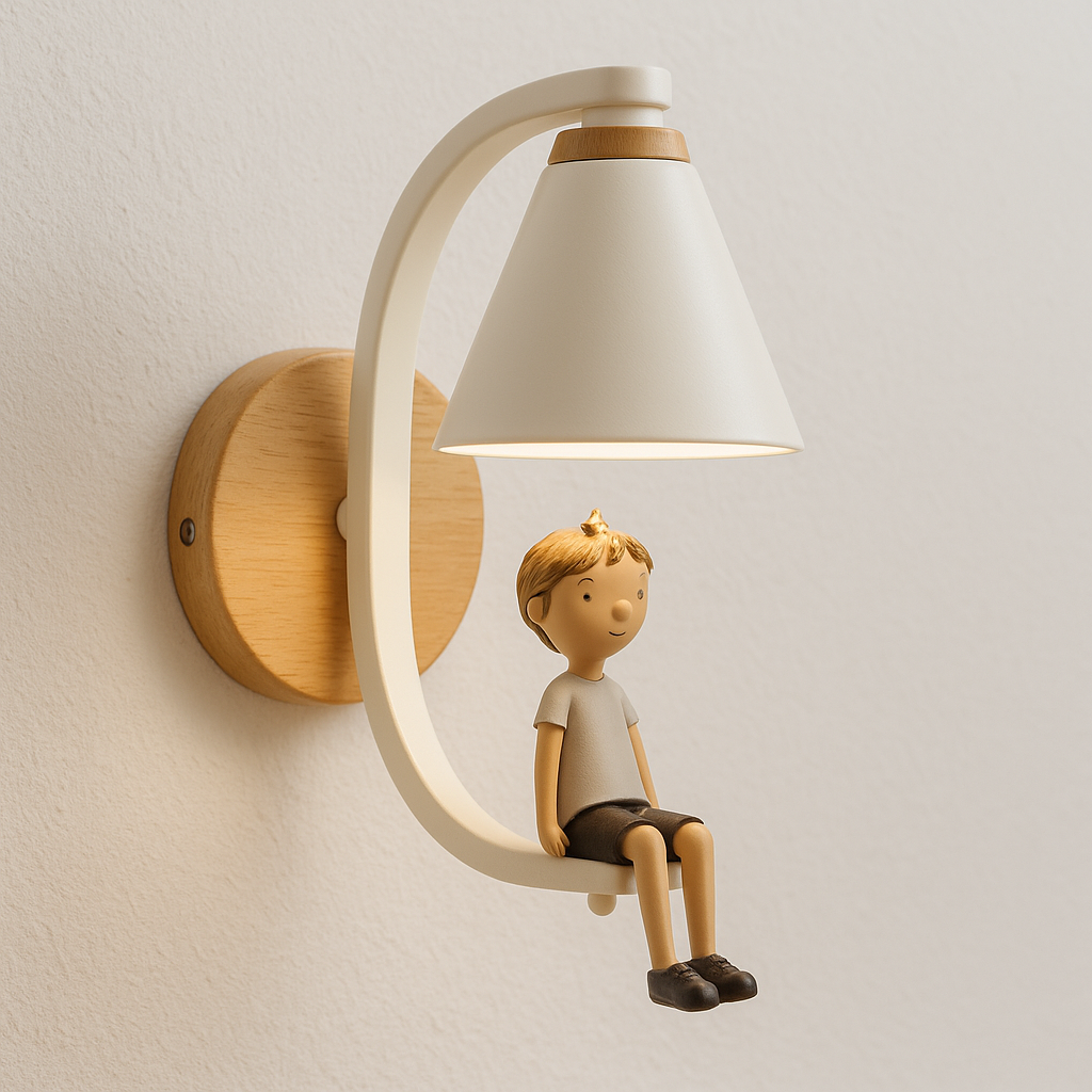 Arandela Infantil Madeira Resina Design Criança - homedecor