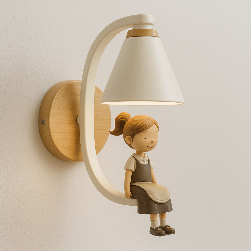 Arandela Infantil Madeira Resina Design Criança - homedecor
