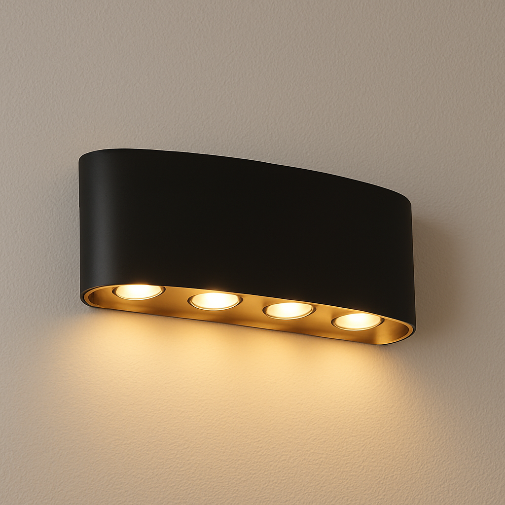 Arandela LED Cubo IP65 Preto Dourado Exterior - homedecor