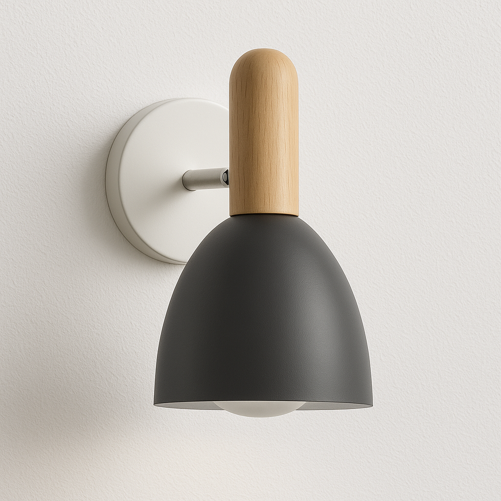 Arandela Metal Fosco Madeira Nórdica Escandinava - homedecor