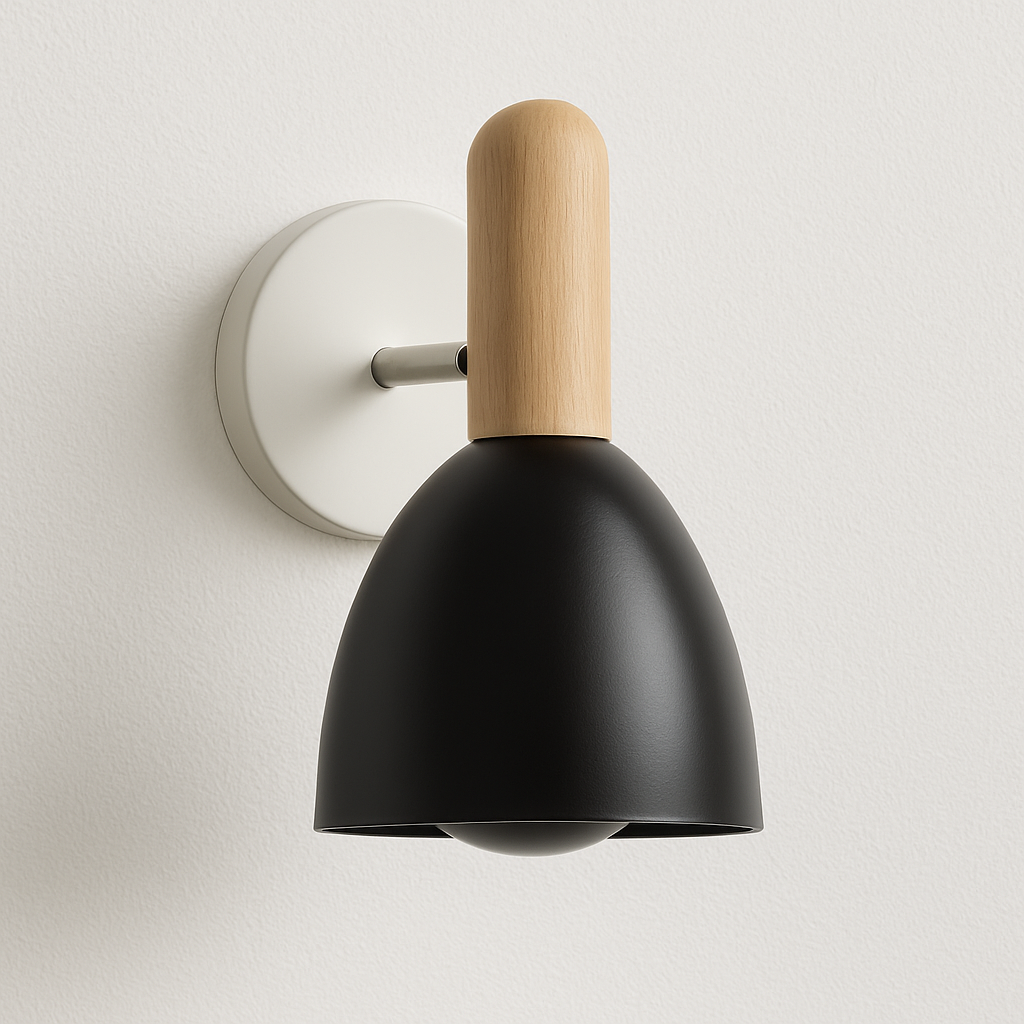 Arandela Metal Fosco Madeira Nórdica Escandinava - homedecor