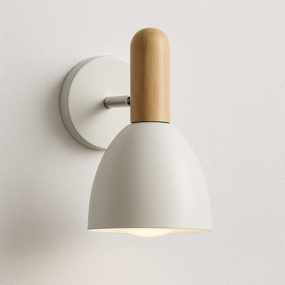 Arandela Metal Fosco Madeira Nórdica Escandinava - homedecor