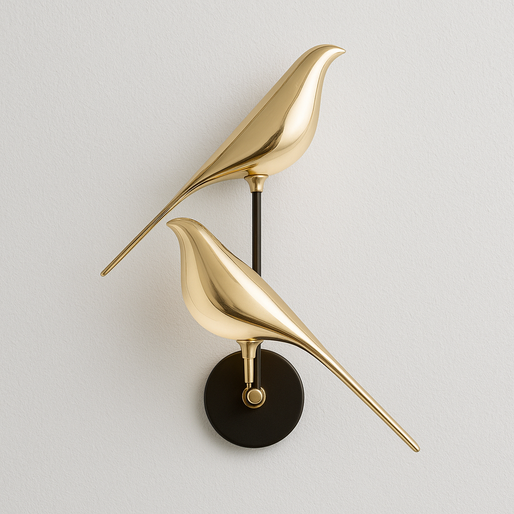Arandela Origami Escultura Pássaro Dourado LED - homedecor