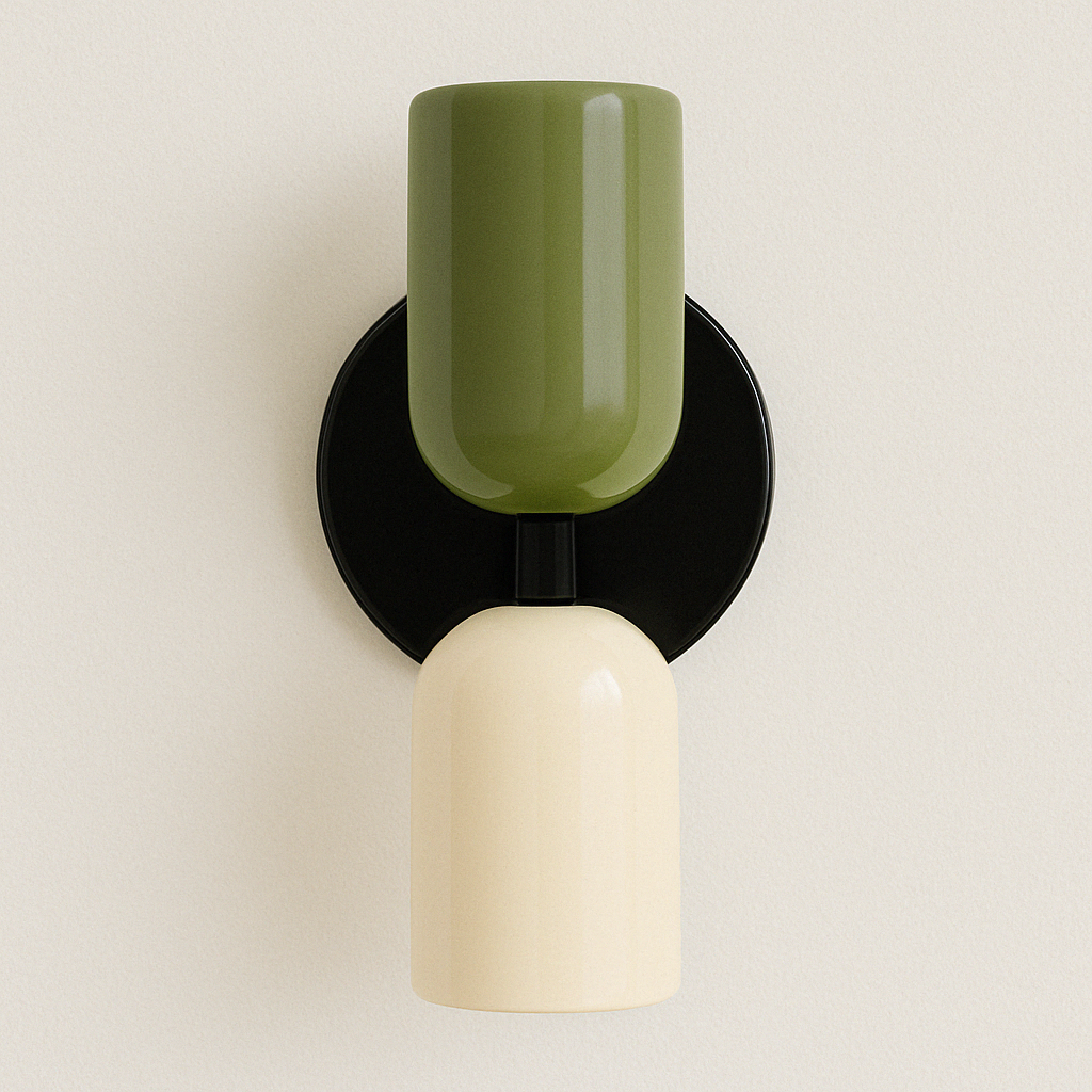 Arandela Retrô Moderna Verde Oliva Dourado Design - homedecor