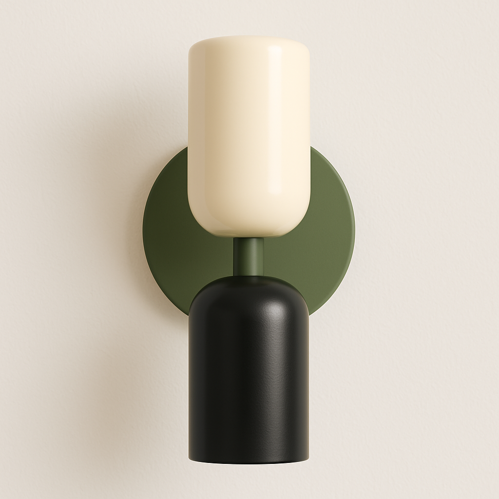 Arandela Retrô Moderna Verde Oliva Dourado Design - homedecor
