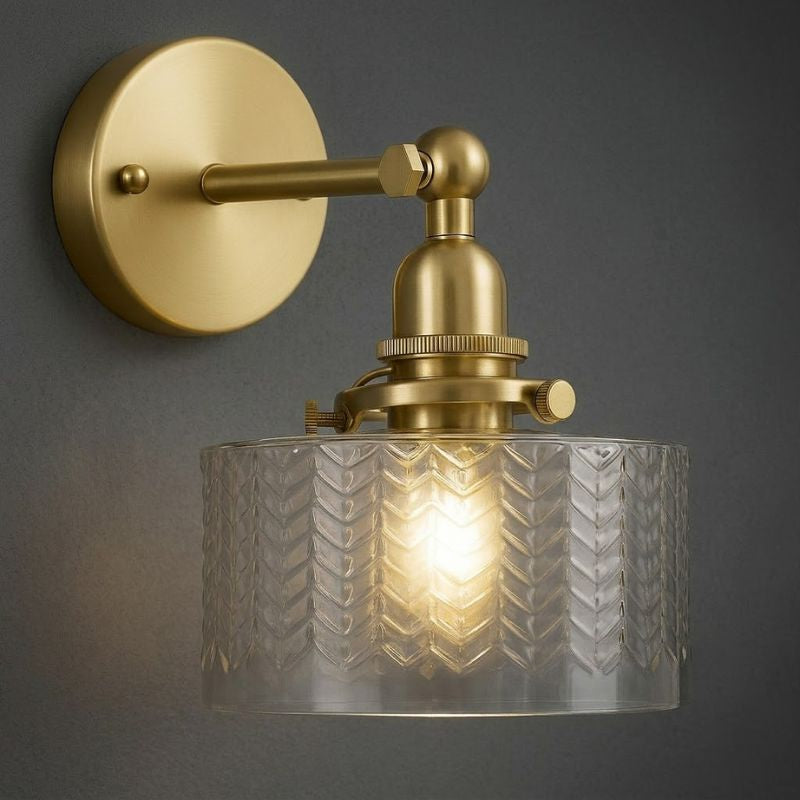 Arandela Articulada Dourada Vidro Chevron Design