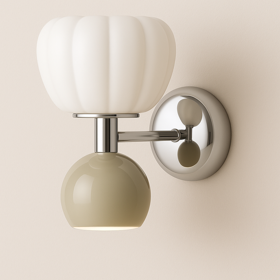 Arandela Cromada Vidro Canelado Liso Elegante Design - homedecor