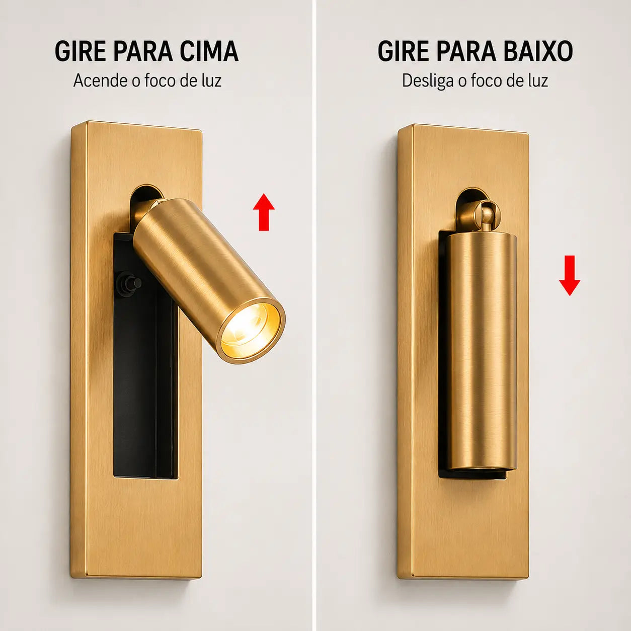 Arandela LED Articulada Dourado Minimalista 360°