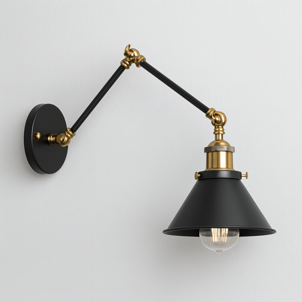 Arandela Industrial Liorah | Braço Pantográfico Níquel e Cobre