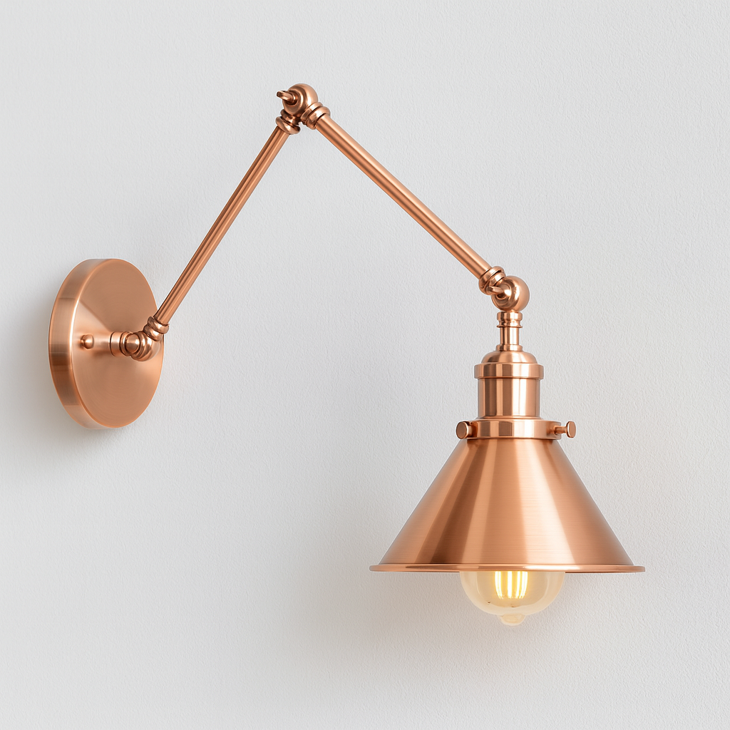 Arandela Industrial Liorah | Braço Pantográfico Níquel e Cobre