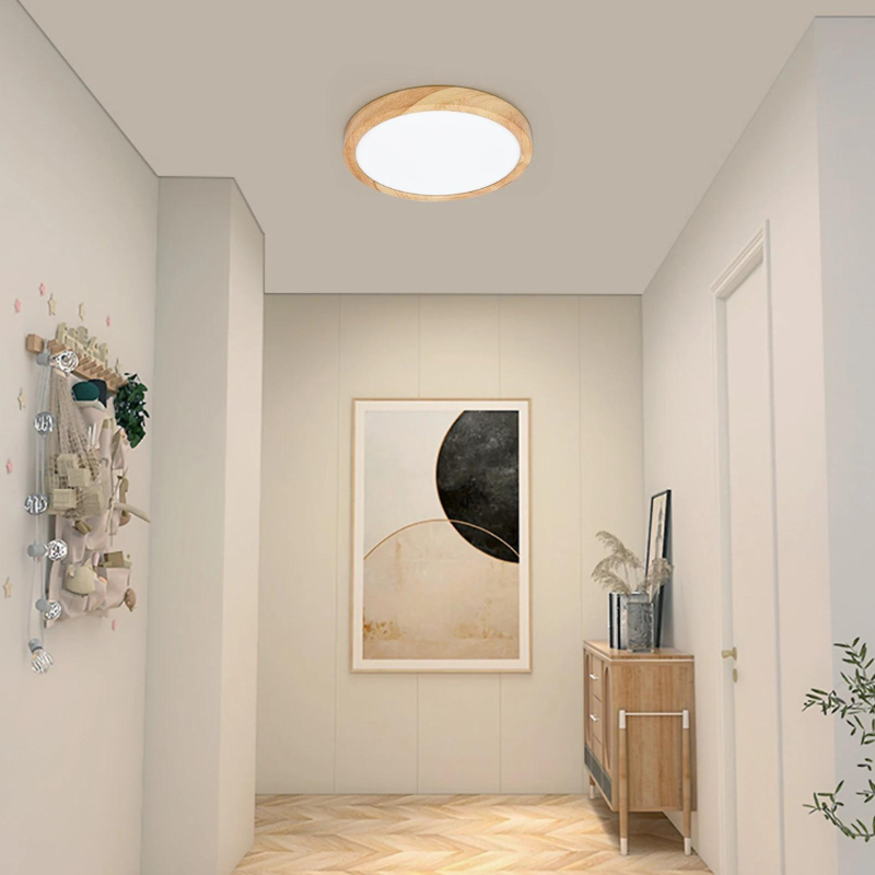 Plafon de Teto em Madeira com LED Sobrepor WoodBeam