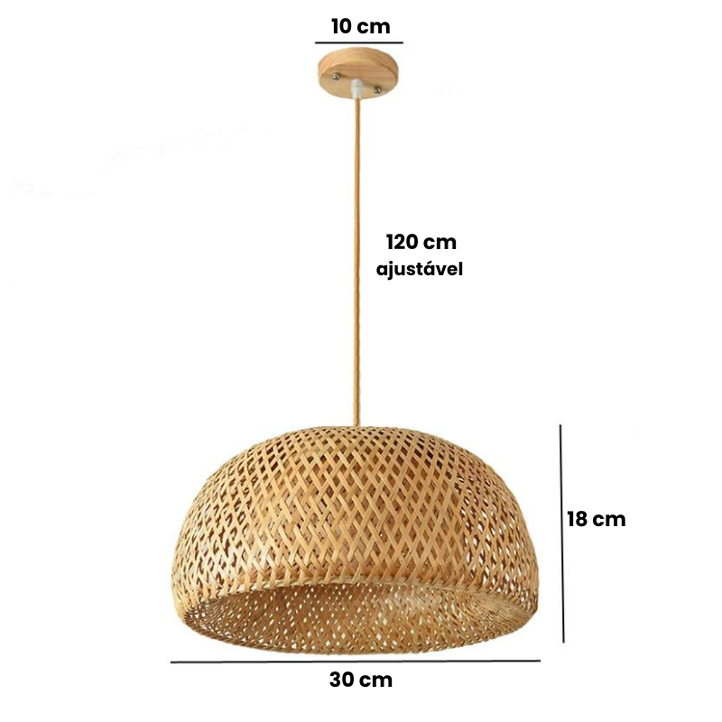 Pendente Sala Jantar Vime Natural Vine Fibras Naturais - homedecor