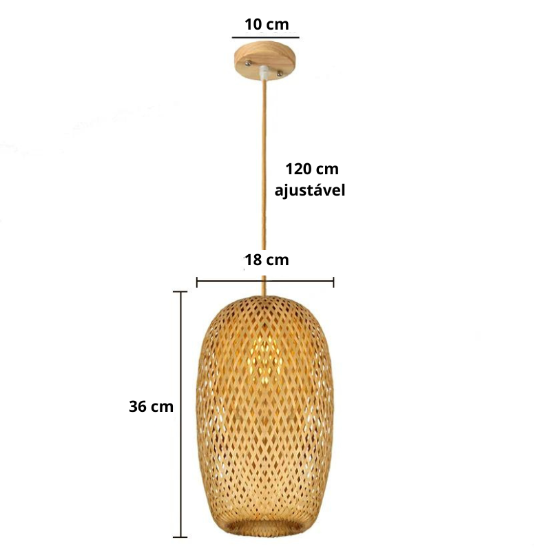 Pendente Sala Jantar Vime Natural Vine Fibras Naturais