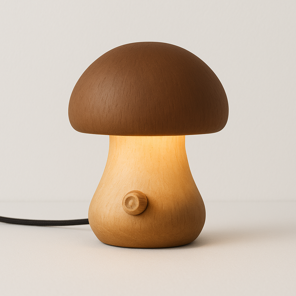 Luminária Madeira Maciça Cogumelo LED Design Organicista - homedecor