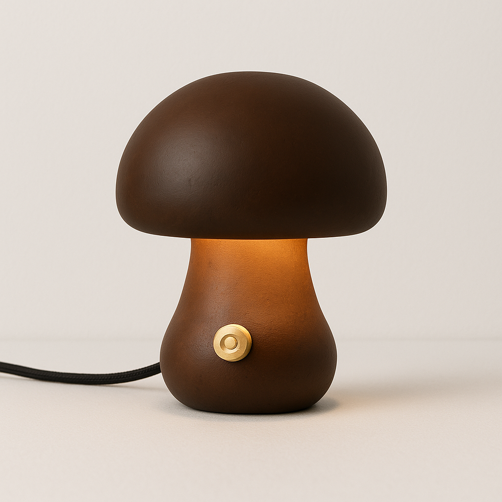 Luminária Madeira Maciça Cogumelo LED Design Organicista - homedecor