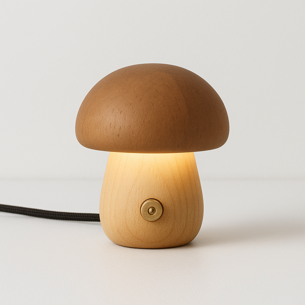 Luminária Madeira Maciça Cogumelo LED Design Organicista - homedecor
