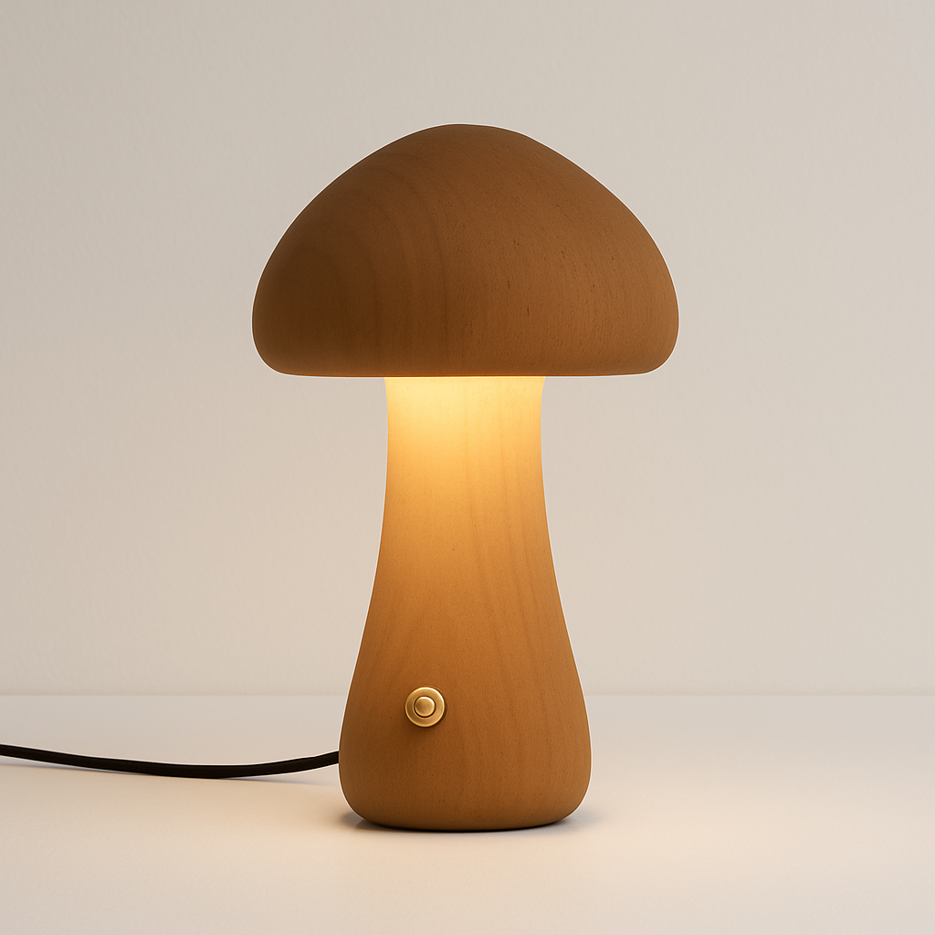 Luminária Madeira Maciça Cogumelo LED Design Organicista - homedecor