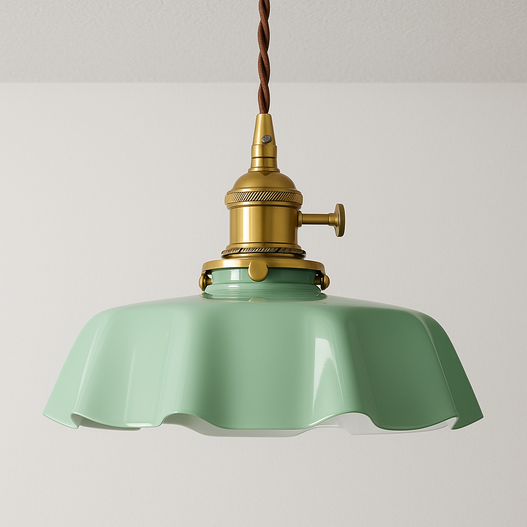 Pendente LED Vidro Ondulado Dourado Retrô Vintage - homedecor
