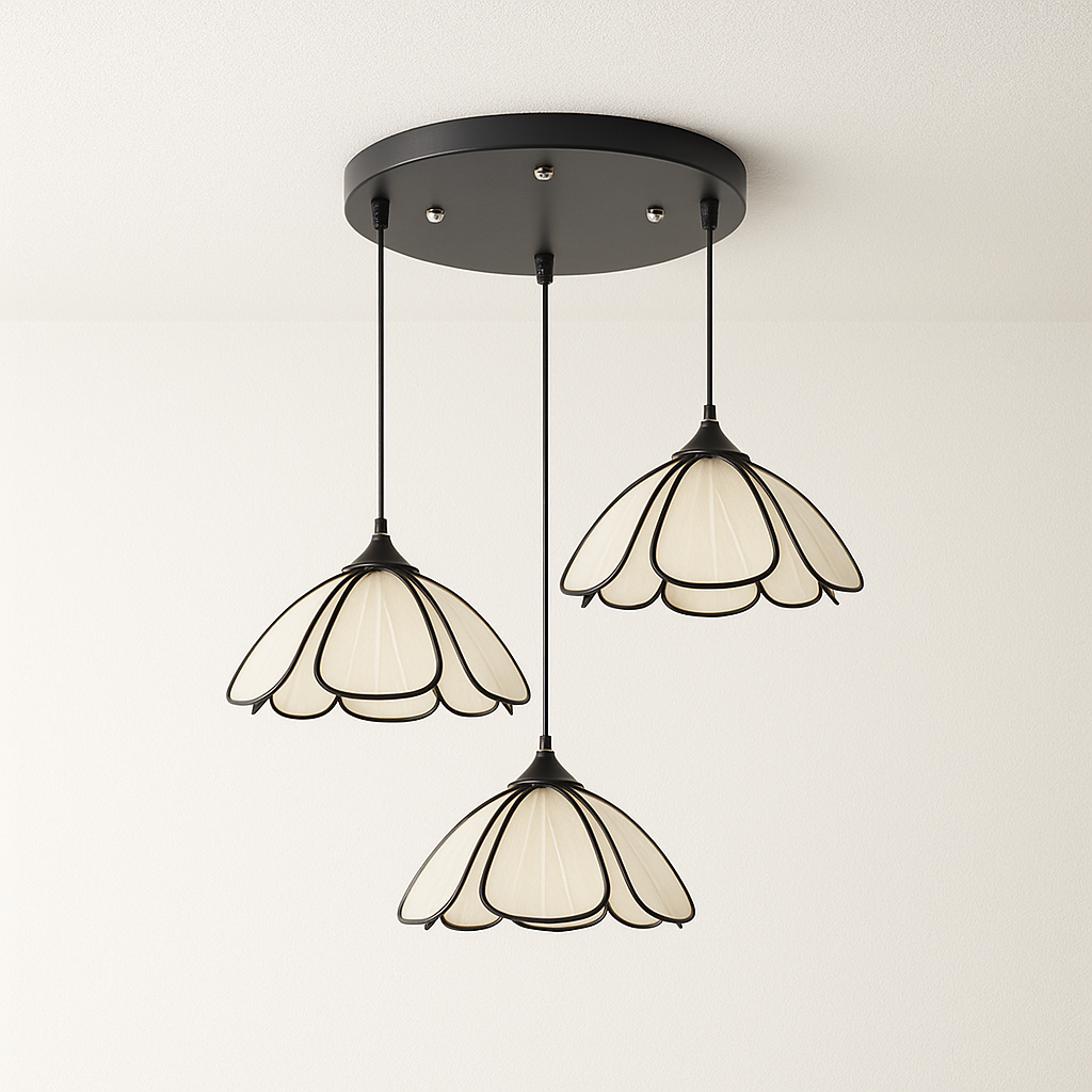 Pendente Minimalista Floral Bege Preto Delicado - homedecor