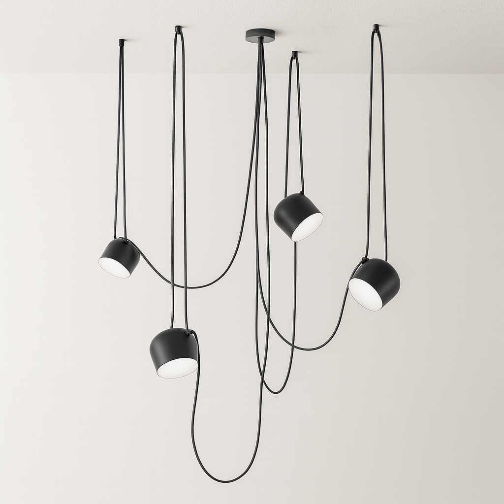 Pendente Quádruplo Preto 4 Spots Direcionáveis - homedecor