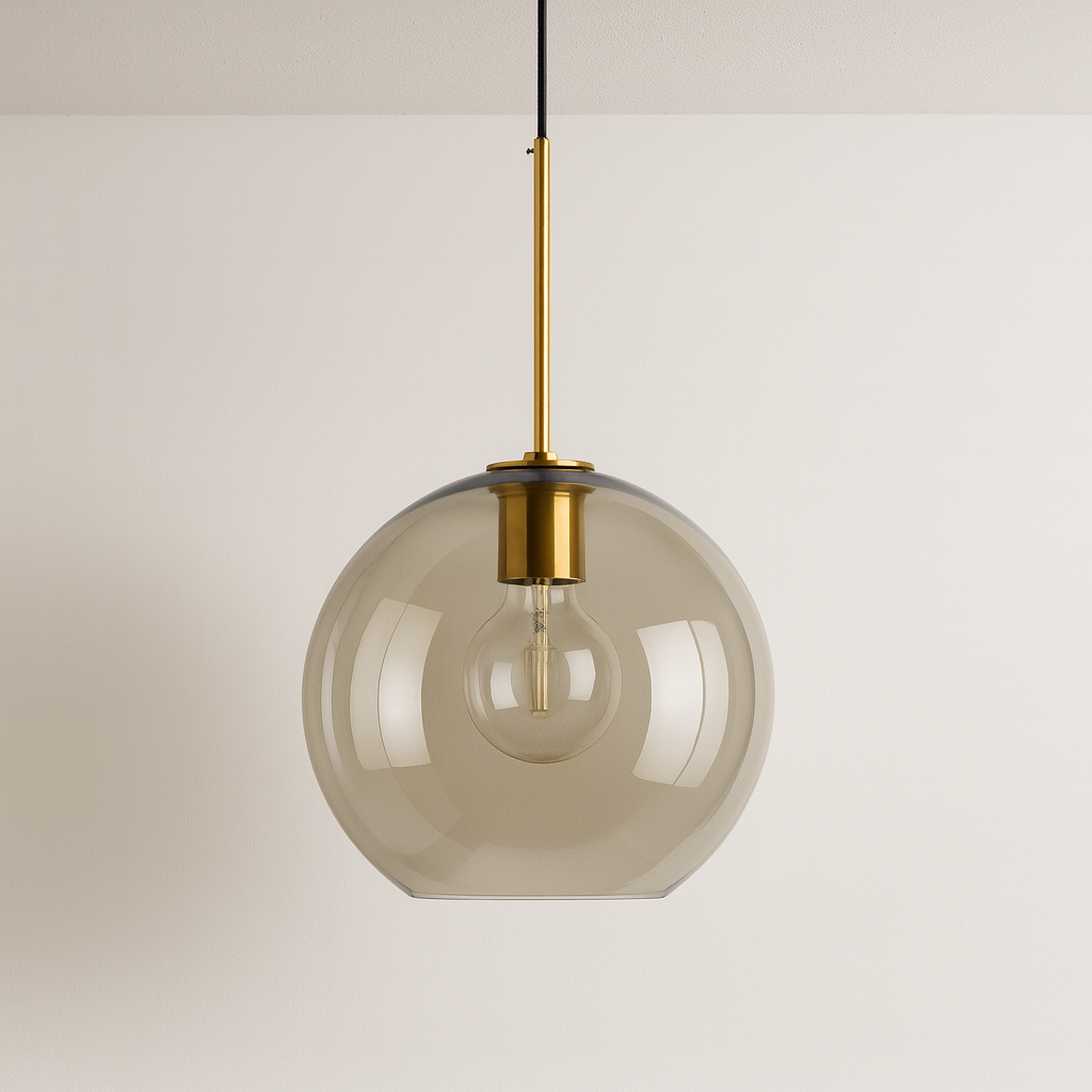 Pendente de Vidro Âmbar Esfera Dourado Design Elegante - homedecor