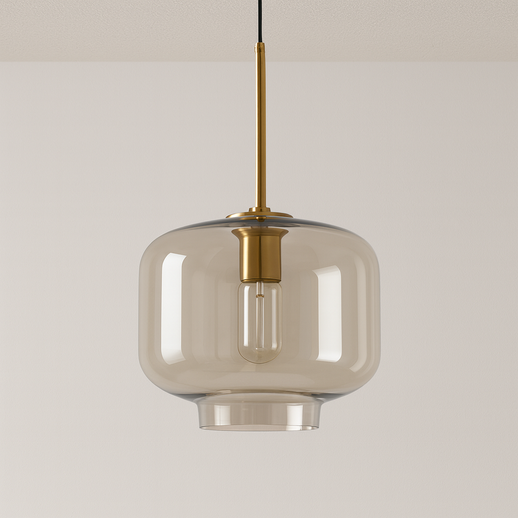 Pendente de Vidro Âmbar Esfera Dourado Design Elegante - homedecor