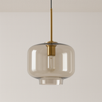 Pendente de Vidro Âmbar Esfera Dourado Design Elegante - homedecor