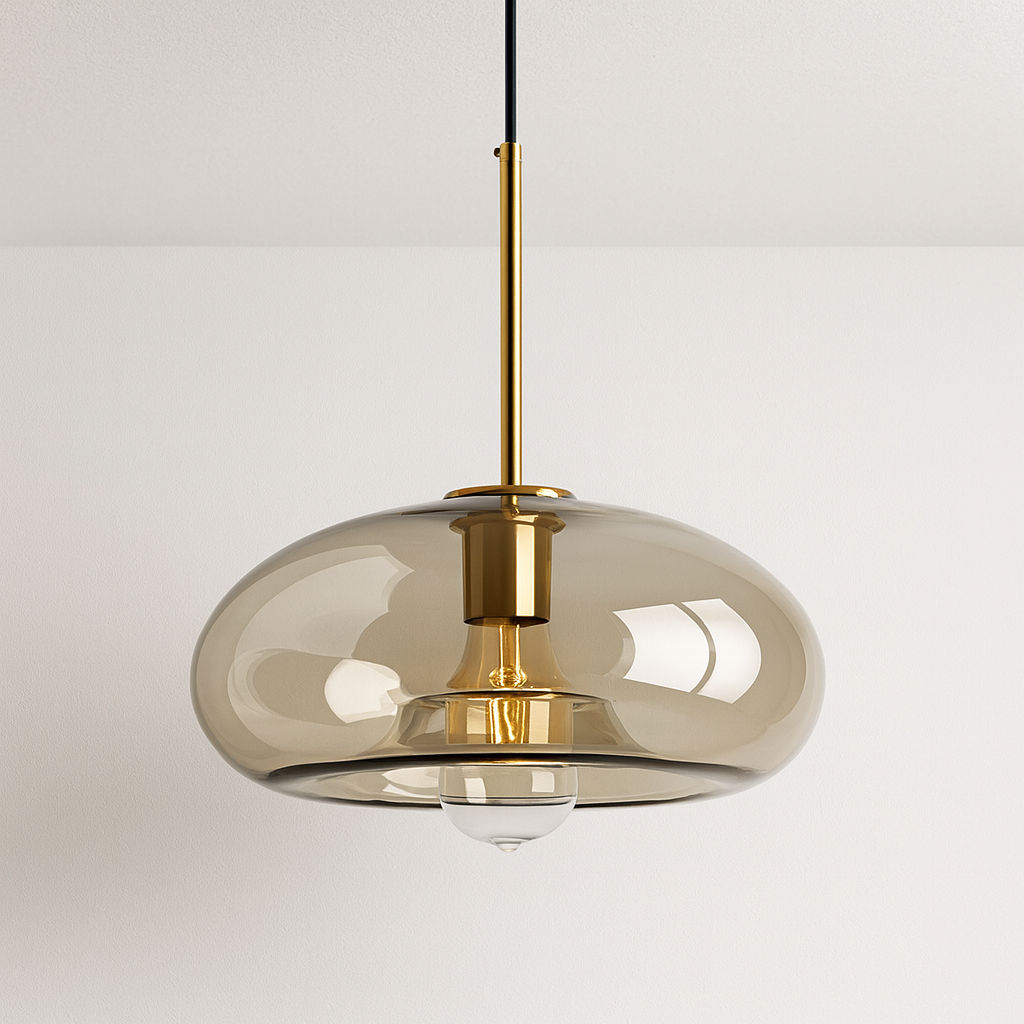 Pendente de Vidro Âmbar Esfera Dourado Design Elegante - homedecor