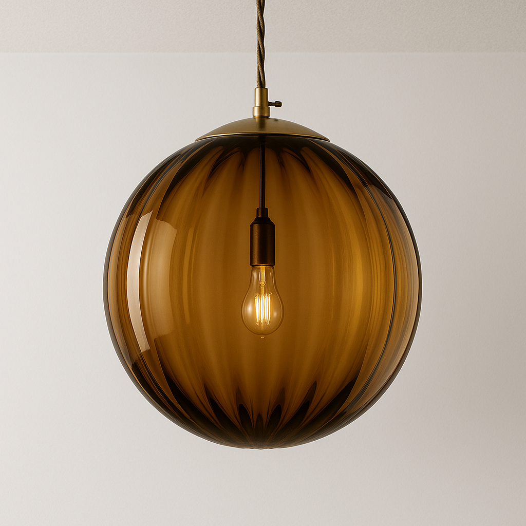 Pendente de Vidro Esfera Texturizada Latão Elegante - homedecor