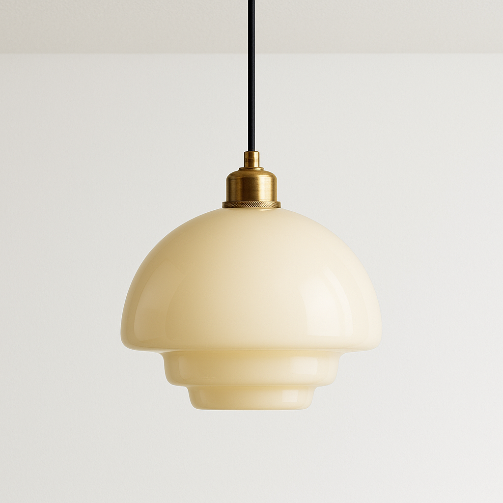 Pendente de Vidro Leitoso Dourado LED Design Clássico - homedecor