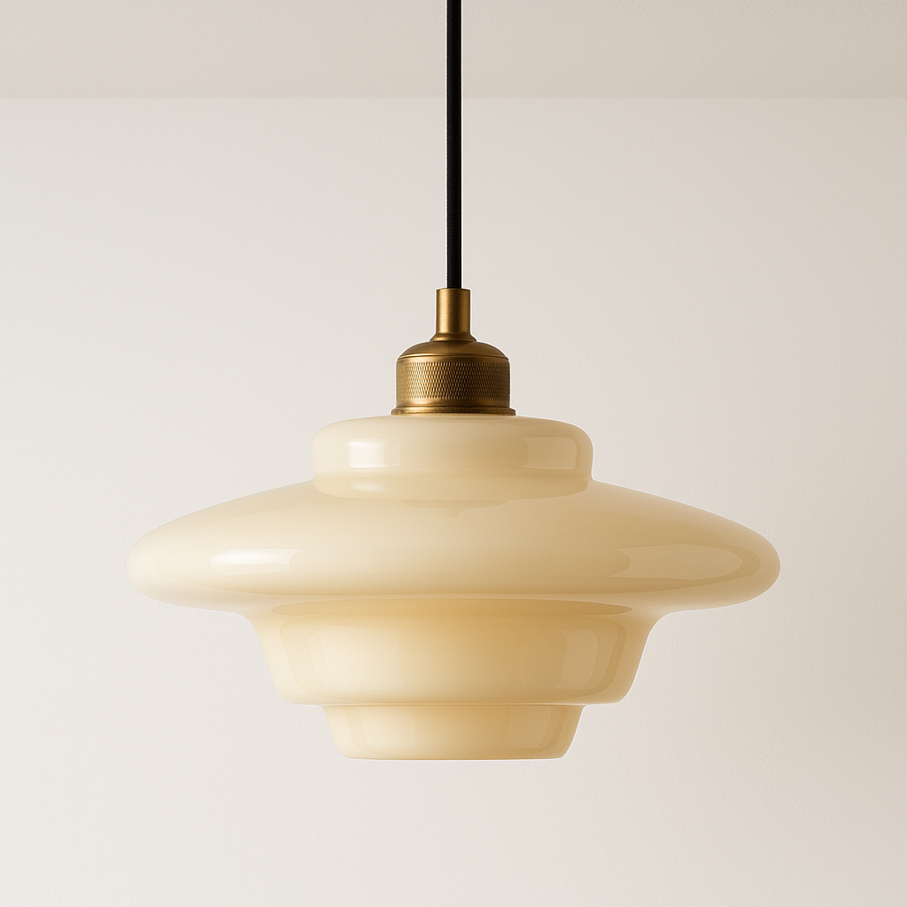 Pendente de Vidro Leitoso Dourado LED Design Clássico - homedecor